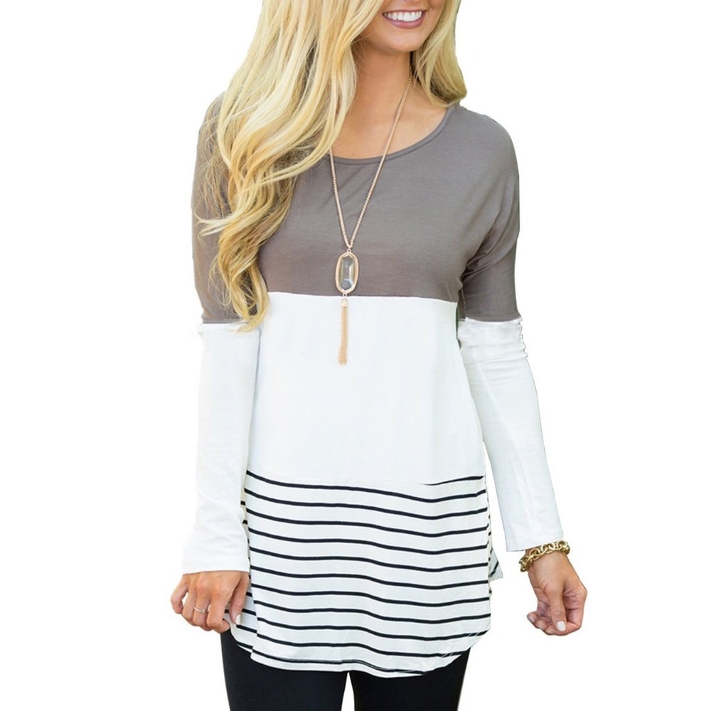 Back Lace Tunic Top Long Sleeve T-Shirt